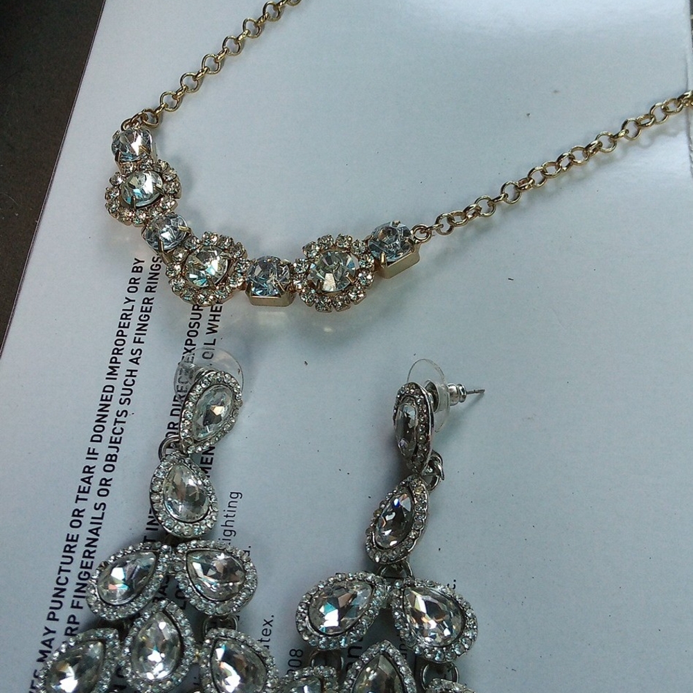 Gold and Silver Crystal Necklace Set